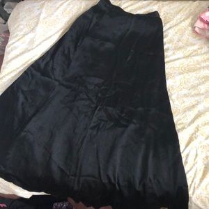Long Black Satin Skirt